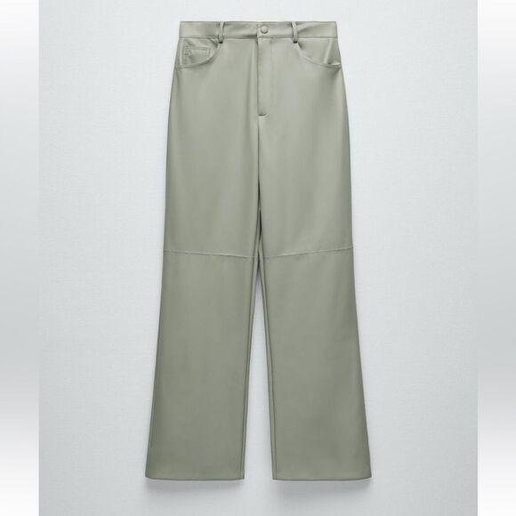 NWOT ZARA FAUX LEATHER STRAIGHT LEG PANTS - Picture 1 of 9